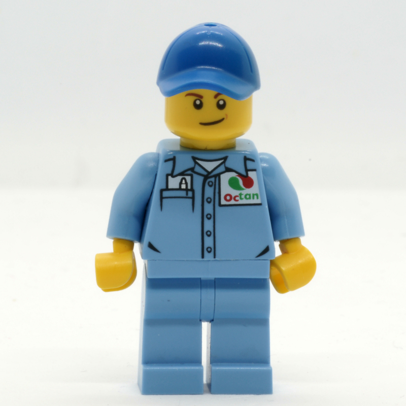 Lego Ground Crew, Medium Blue Shirt with Octan Logo, Medium Blue Legs, Blue Cap