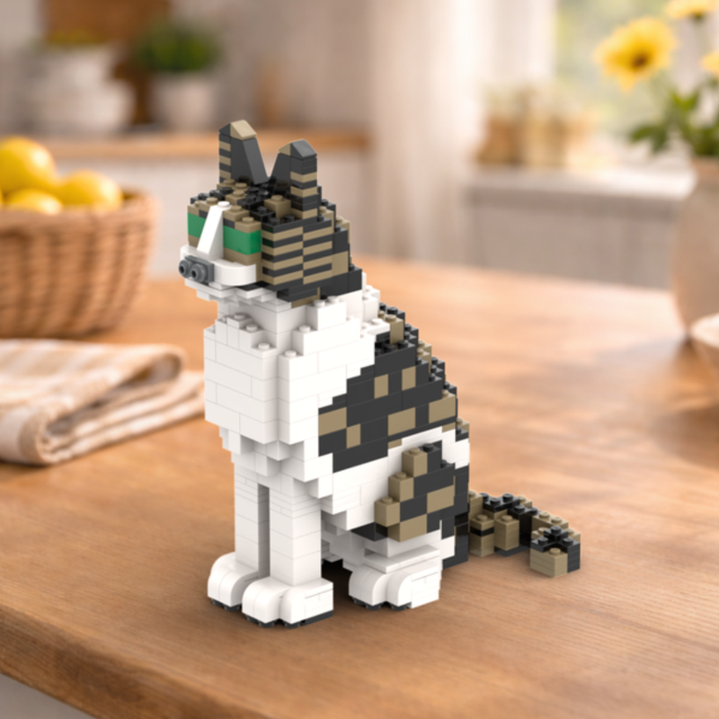 Lego Grey Calico Cat