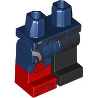 Lego Hips and Black Left Leg, Dark Blue Right Leg and Red Boot pattern with Tears print / Dark Blue