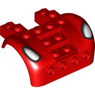 Vehicle Body, Wheel Arch / Mudguard 6 x 6 x 2 Curved Fenders with White/Black Spider-Man Eyes Print / Red