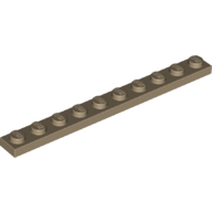 Lego Plate 1 x 10 / Dark Tan