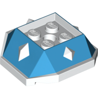 Lego Brick Wedged, Sloped 4 x 4 with Diamond Spikes with White Underside Pattern / Dark Azure