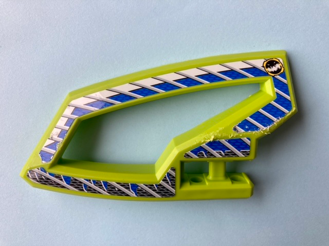Lego Technic, Panel RC Car Panel Flexible Left with Dirt Crusher Logo and Gray Stripes on Blue and Black Background Pattern (Stickers) - Set 8369-2 / Lime