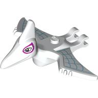 Lego Animal, Dinosaur, Pteranodon with Magenta Eyes, Bright Light Blue Webbings print / White