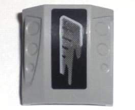 Lego Slope, Curved 2 x 2 with Debossed Side Ports with Gray Air Vent on Black Background Pattern Model Right (Sticker) - Set 5970