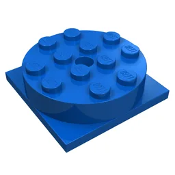 Turntable 4 x 4 Square Base with Top, Complete Assembly / Blue