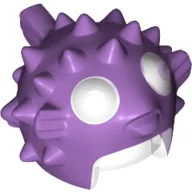 Helmet Puffer Fish with Spikes and Fins, Trans Clear Visor, White Eyes Pattern / Medium Lavender