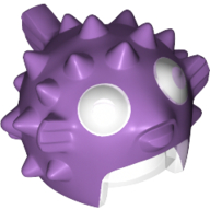 Lego Helmet Puffer Fish with Spikes and Fins, Trans Clear Visor, White Eyes pattern / Medium Lavender