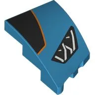 Brick Wedged, Curved 3 x 2 with Stud Notch Left with Headlight, Black Shape with Orange Border, Print