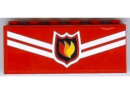 Stickered Assembly 6 x 1 x 2 with Fire Logo Badge and White Diagonal Stripes Pattern (Sticker) - Set 7945
