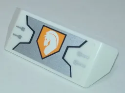 Vehicle, Spoiler with Bar Handle with Silver Armor Plate, White Horse Head on Orange Hexagonal Shield Pattern (Sticker) - Set 70348