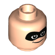 Lego Minifig Head Bob Parr (Mr. Incredible), Dual Sided, Black Eyemask, Smirk / Open Mouth Smile Print [Hollow Stud] / Light Nougat