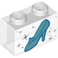 Brick 1 x 2 with Glass Shoe Print