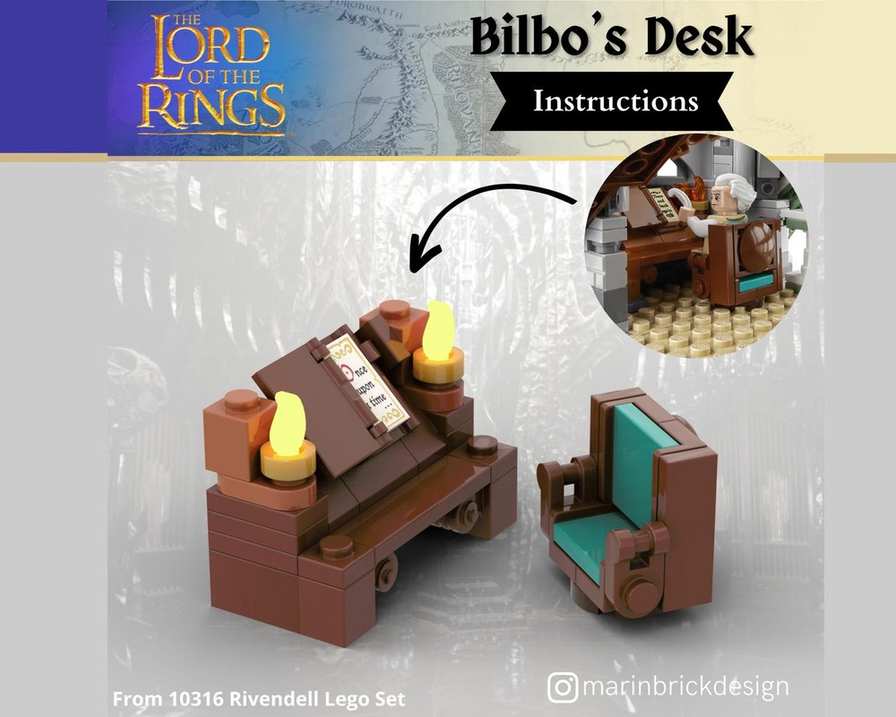 Lego Bilbo's Desk - Lego Lord Of The Rings Moc