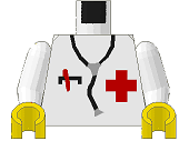 Lego Torso Hospital Red Cross Shirt and Stethoscope Pattern / White Arms / Yellow Hands