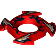 Lego Ring 4 x 4 with 2 x 2 Hole and 4 Arrow Ends with Flames Print (Ninjago Spinner Crown) / Red