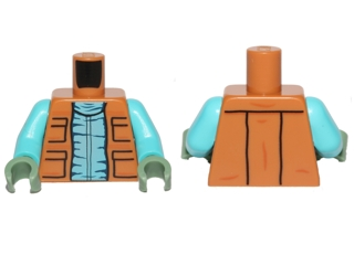Lego Torso SW Vest with Pockets and Medium Blue Shirt Pattern / Medium Azure Arms / Sand Green Hands