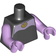 Lego Torso Dress Strapless with Lavender Neckline and Back and Shell Necklace print (Ursula), Lavender Arms and Hands / Black