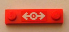 Lego Plate, Modified 1 x 4 with 2 Studs without Groove with Train Logo White Pattern (Sticker) - Set 3677