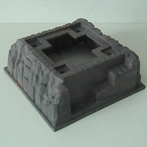 Lego Baseplate Raised 16 x 16 No Studs with Cross Opening and 4 Holes with Marbled Red, Light Bluish Gray, and Black Pattern / Dark Bluish Gray