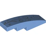 Brick Curved 4 x 1 No Studs with Cinderella Scrollwork Print [Stud Holder with Symmetric Ridges]