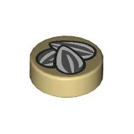 Tile Round 1 x 1 with Sunflower Seeds Print / Tan