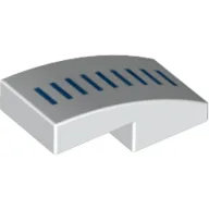 Brick Curved 2 x 1 No Studs with Dark Azure Lines Print / White