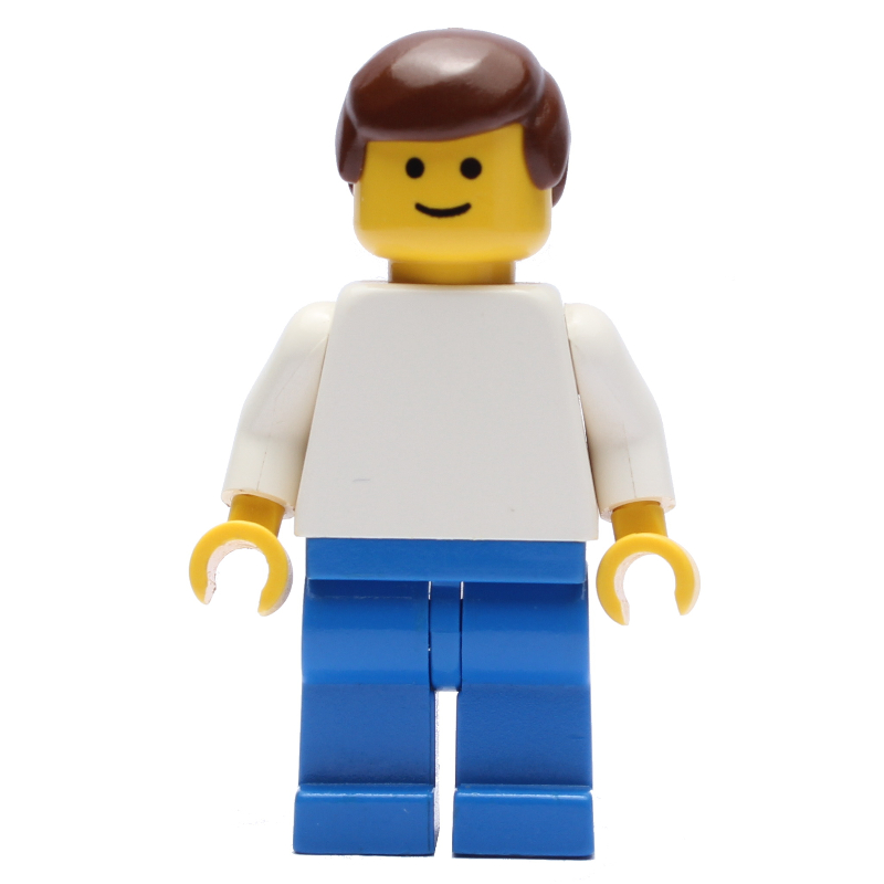 Lego Soccer Player White Torso, Blue Legs, Brown Hair, Standard Face