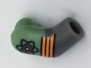 Lego Arm, Right with Molded Sand Green Short Sleeve and Printed Atom and Orange Stripes Pattern