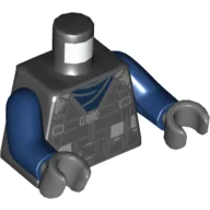 Torso Vest with Harness, Buckles, Pockets, Dark Blue Undershirt Print, Dark Blue Arms, Dark Bluish Gray Hands / Black