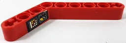 Technic, Liftarm, Modified Bent Thick 1 x 9 (6 - 4) with Black Gauge and Red, Yellow, and White Buttons Pattern Model Left Side (Sticker) - Set 8443