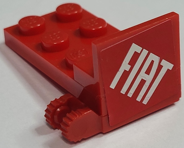 Lego Stickered Assembly 4 x 2 x 1 2/3 With White 'FIAT' on Red Background Pattern Model Left Side (Sticker) - Set 8157
