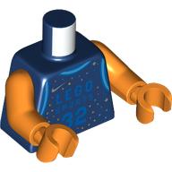 Lego Torso, Basketball Jersey, Blue Trim, Silver Stars, 'LEGO SPORTS 32' on Front, 'NIKE 72' on Back print, Orange Arms and Hands / Dark Blue