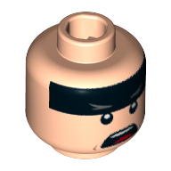 Lego Minifig Head Batman, Black Stripe on Forehead, Squinted Eyes, Open Mouth Print [Hollow Stud] / Light Nougat