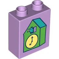 Duplo Brick 1 x 2 x 2 with Green Coocoos Clock Print / Lavender