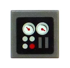 Tile 1 x 1 with Gauges Pattern (Sticker) - Set 5970