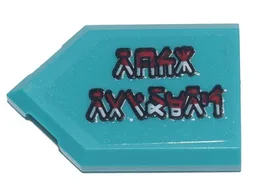 Tile, Modified 2 x 3 Pentagonal with Red and White Ninjago Logogram 'ROCK RAIDERS' Pattern (Sticker) - Set 71741
