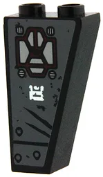 Slope, Inverted 75 2 x 1 x 3 with 2 Scratches, Line and Dots Pattern Model Front Right Side (Sticker) - Set 70009