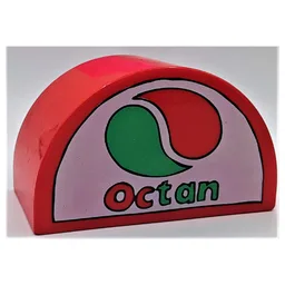 Duplo Brick 2 x 4 x 2 Curved Top with Octan Logo Print / Red