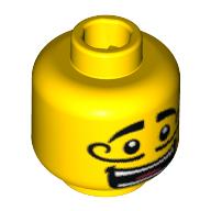 Lego Minifig Head Circus Ringmaster, Moustache Curly Long, Open Mouth Grin, White Pupils Print [Blocked Open Stud] / Yellow