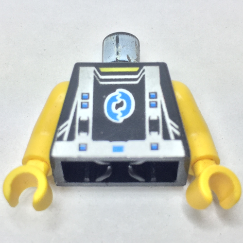 Lego Torso with Arctic Logo, and Blue Straps Print, Yellow Arms and Hands / Black