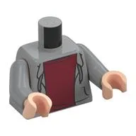 Torso Hoodie, Open over Dark Red Undeshirt Print, Light Bluish Gray Arms, Light Nougat Hands / Light Bluish Gray