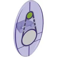Shield Ovoid with Grip and Dimensions Keystone Symbol with 1 Large White, and 1 Small Lime Circles Print / Trans-Purple