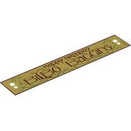Lego Banner 14 x 2 with Red 'HAPPY BIRTHDAY BILBO BAGGINGS' print / Bright Light Yellow