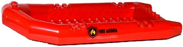 Lego Boat, Rubber Raft, Large with 'FIRE 60086' and Fire Logo Pattern on Both Sides (Stickers) - Set 60086