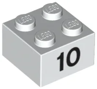 Brick 2 x 2 with Black "10" Print