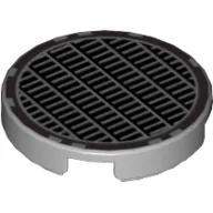 Tile Round 2 x 2 with Fine Mesh Grill Print / Light Bluish Gray