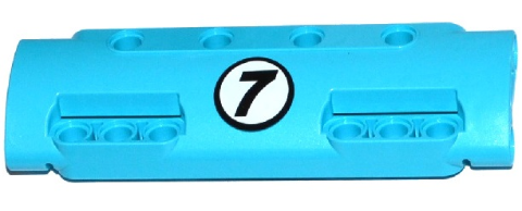 Lego Technic, Panel Curved 11 x 3 with 10 Pin Holes through Panel Surface with Black Number 7 in White Circle Pattern (Sticker) - Set 42050