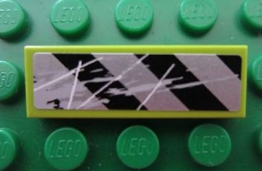 Lego Tile 1 x 3 with Danger Stripes and Scratches Pattern 1 (Sticker) - Set 8189