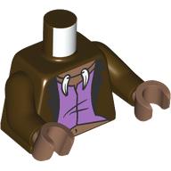 Lego Torso, Jacket, Lavender Shirt, Necklace with Fangs print, Dark Brown Arms, Medium Brown Hands / Dark Brown